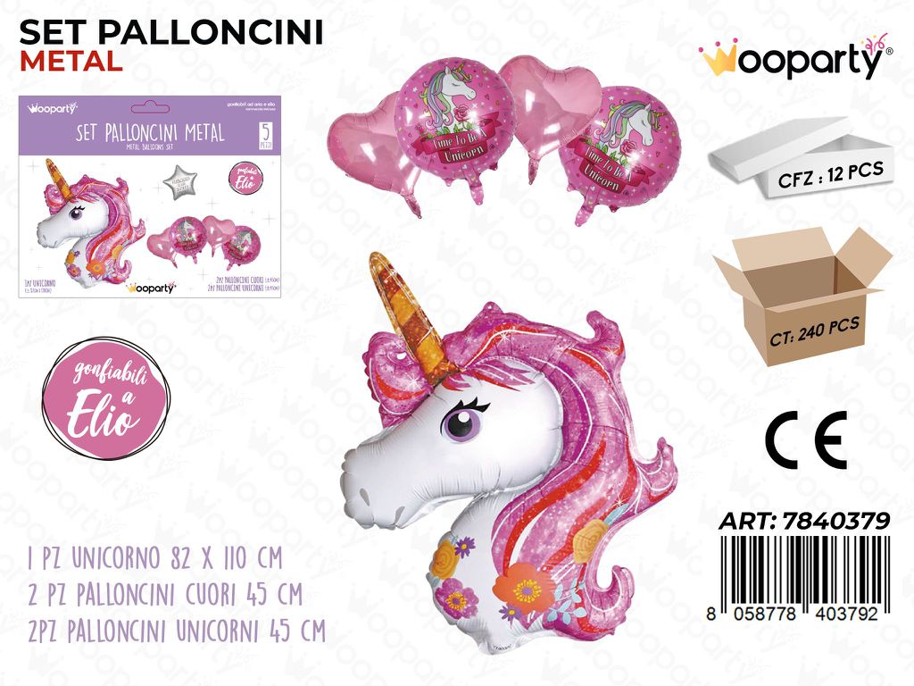 Set Palloncini Metal Unicorn 5PCS