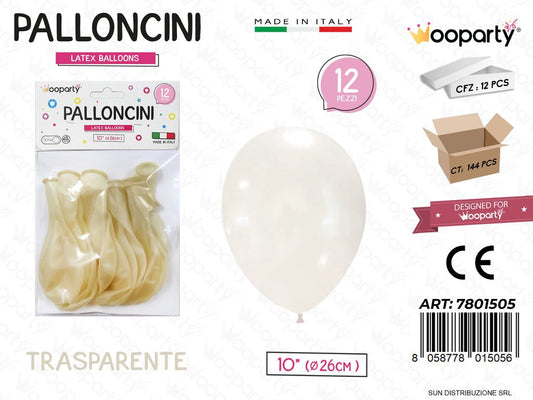 Palloncini Trasparente 10 D.26CM 12PCS