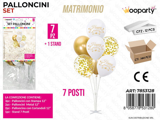 Set Palloncini c/Stand Matrimonio 7PCS Ass.