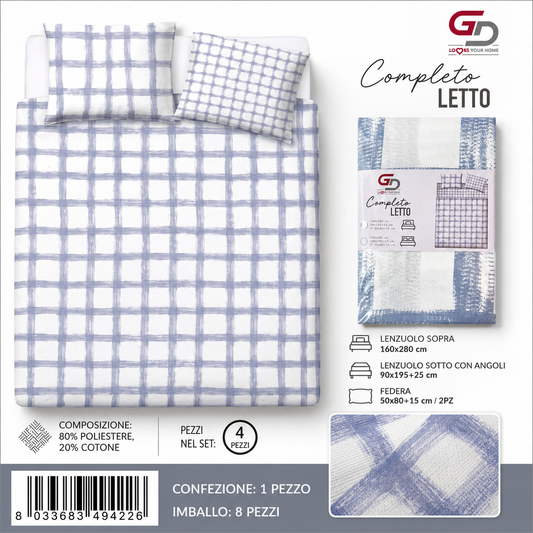 Set Di Lenzuola Singolo 160X280+90X200+50X80 Tz318-Ltm