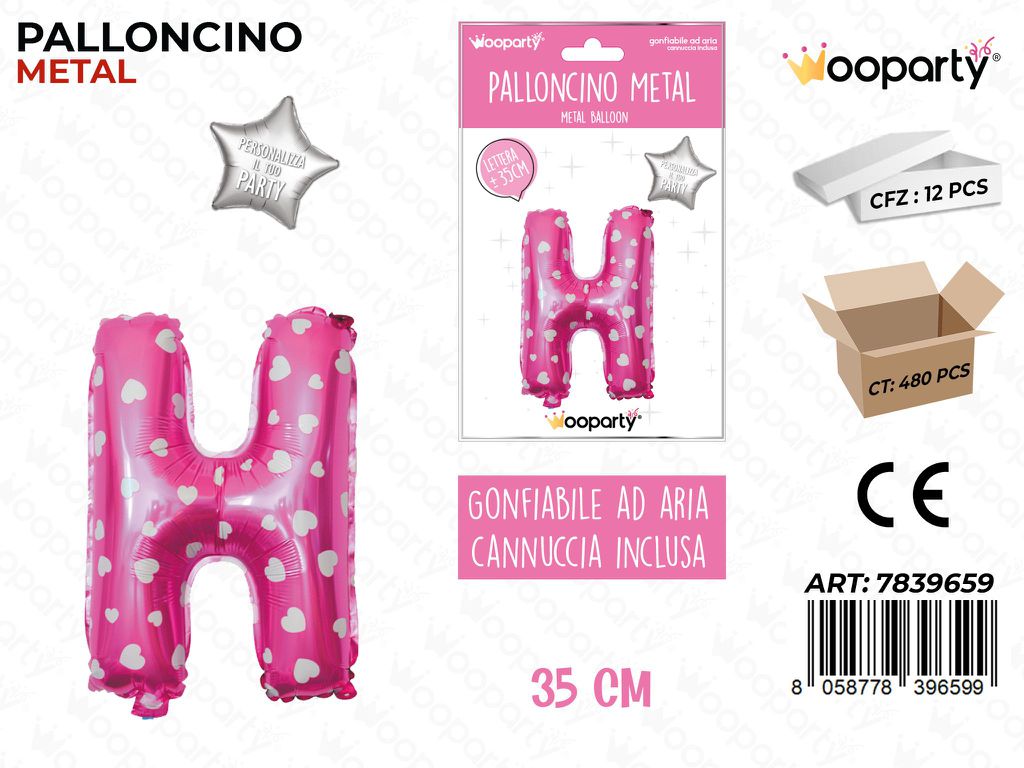 Palloncino Metal Rosa c/Cuore Let. H 35CM