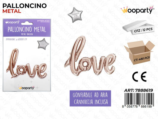 Palloncino Metal Love Oro Rosa 6*X100CM