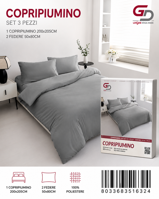 Parure Copripiumino Copripiumino+2 Federe Cuscino 200*205Cm 50*80+20Cm