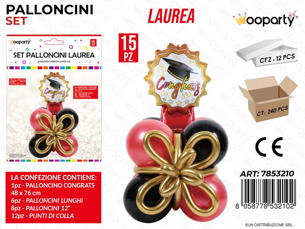 Set Palloncini Laurea 15PCS Ass.