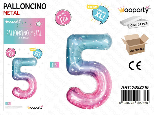 Wooparty Palloncino Metal Gradient N.5 100CM