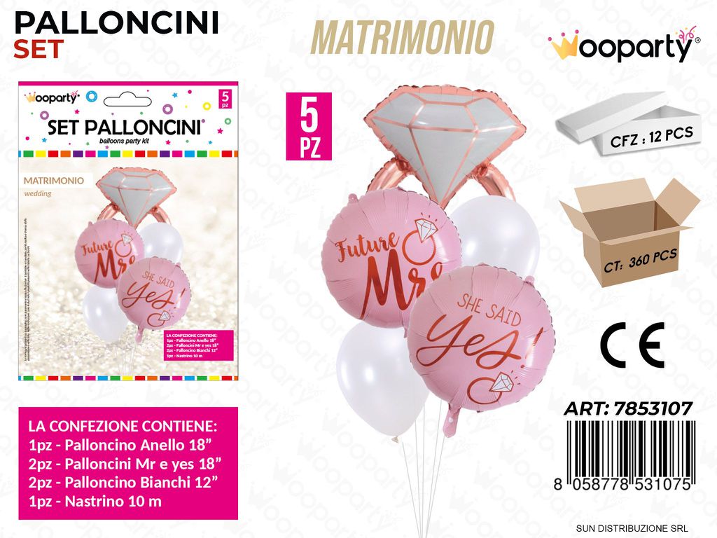 Set Palloncini Matrimonio 5PCS Ass.