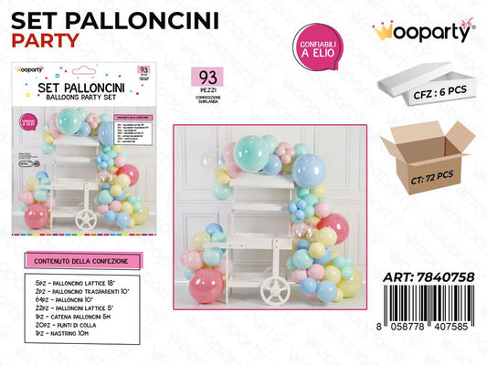 Set Palloncini per Comp. Multicolor 93PCS Ass.