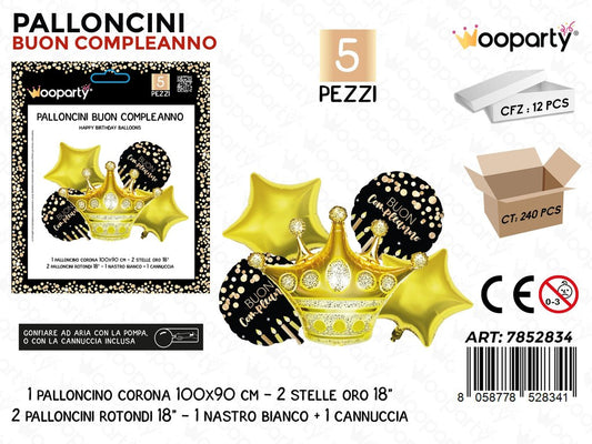Wooparty Palloncini Buon Compl. 5PCS Ass.