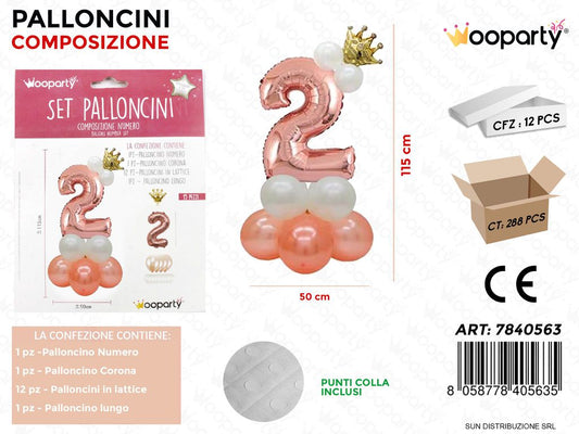 Set Palloncini Comp. Numero 2 50*115CM