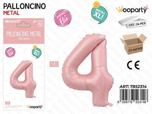 Wooparty Palloncino N.4 Ro. Opaco 100CM
