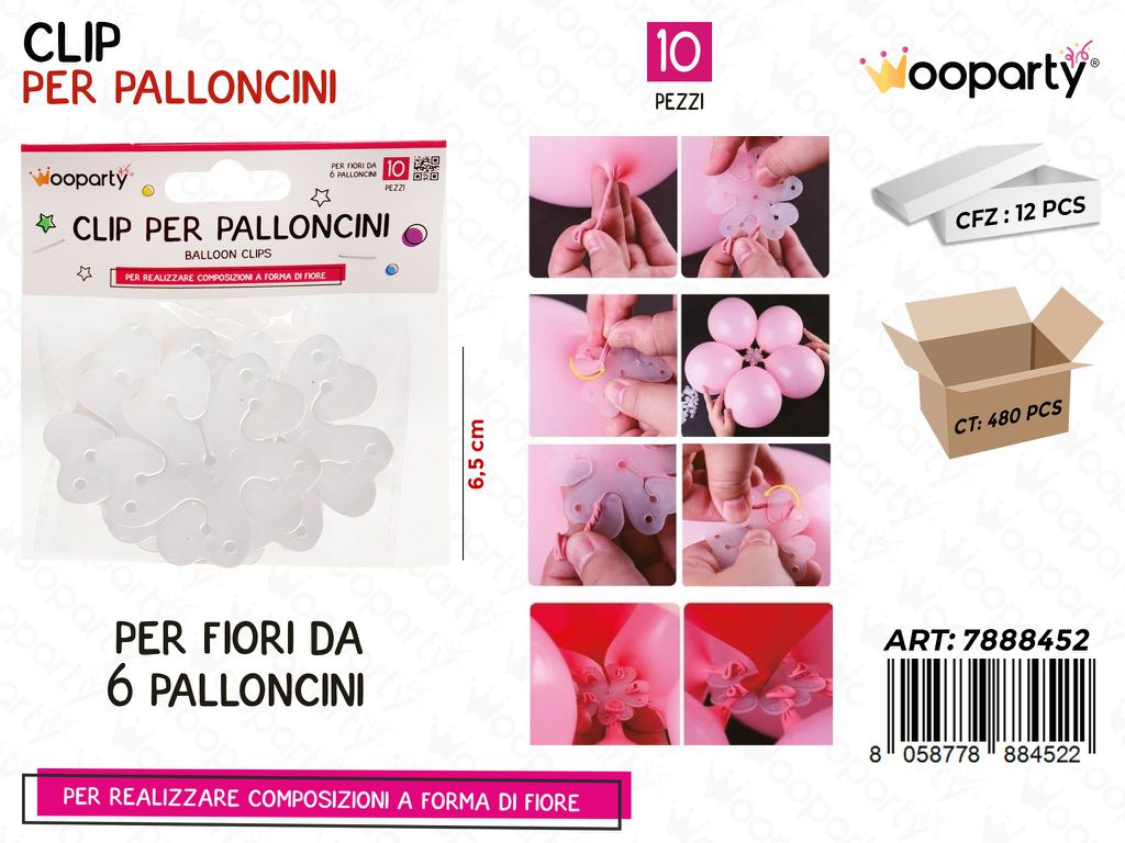 Clip per 6 Palloncini a Fiore 6.5CM 10PCS
