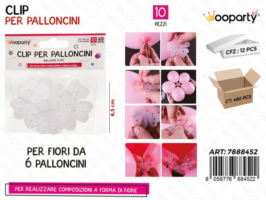 Clip per 6 Palloncini a Fiore 6.5CM 10PCS