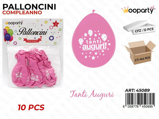 Palloncini T. Auguri Rosa 10 10PCS