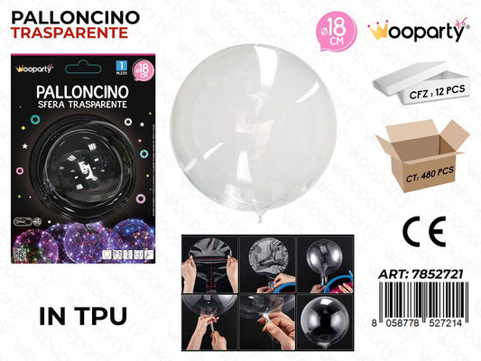 Wooparty Palloncino Sfera Trasp. Tpu D.18CM