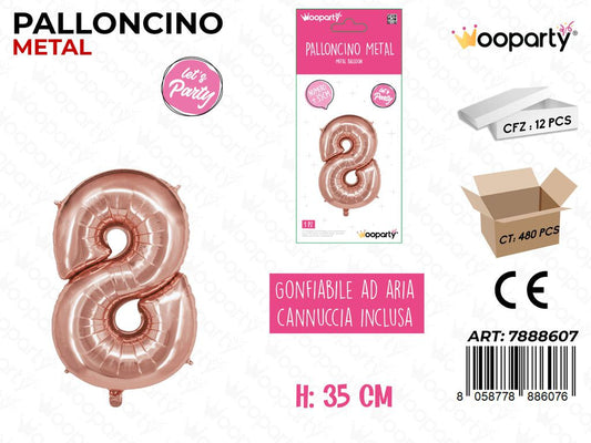 Palloncino Metal Oro Rosa 35CM N. 8