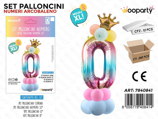 Set Palloncini N.0 Multicolor 15PCS 125CM