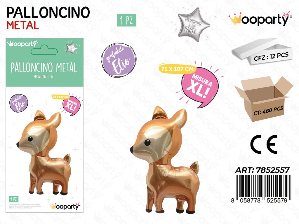 Wooparty Palloncini Metal Cerbiatto 71*107CM