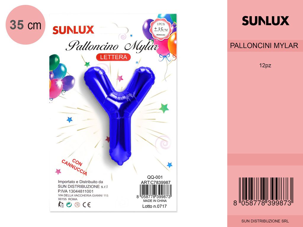 Palloncino Mylar Blu Lettera Y