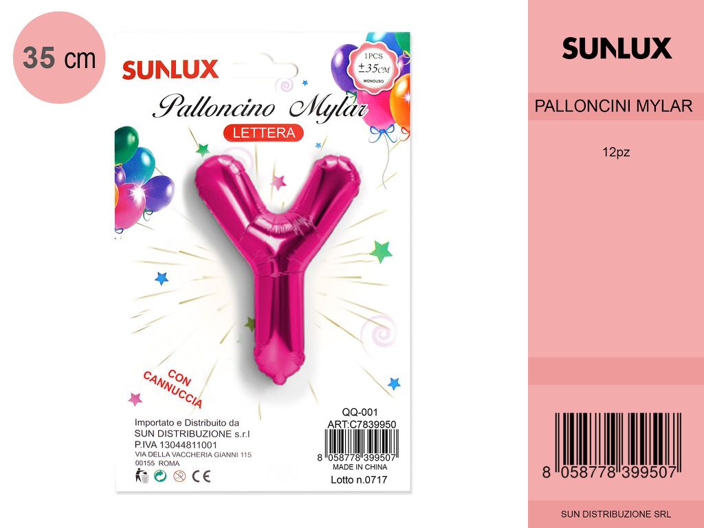 Palloncino Mylar Fucsia Lettera Y