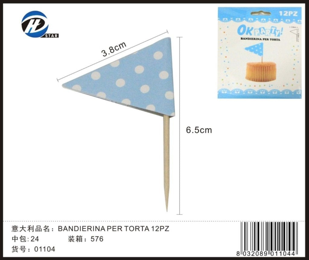 Bandierina Per Dolci 12Pz Azzurro
