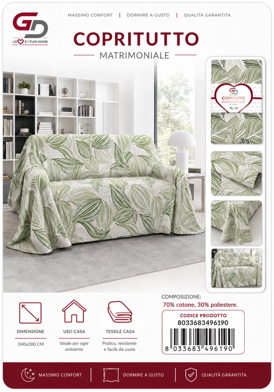 Copritutto 2P Stp Copritutto Foglia 26 Verde 240 X 280 Cm Un Colore Per Box