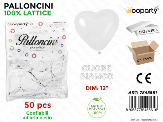 Palloncino Cuore Bianco DIM.12 50PCS