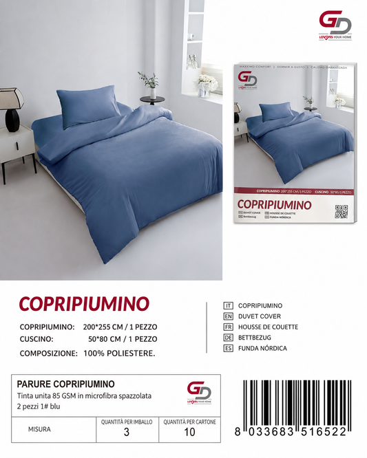 Parure Copripiumino Copripiumino+1 Federa Cuscino 200*155Cm 50*80+20Cm