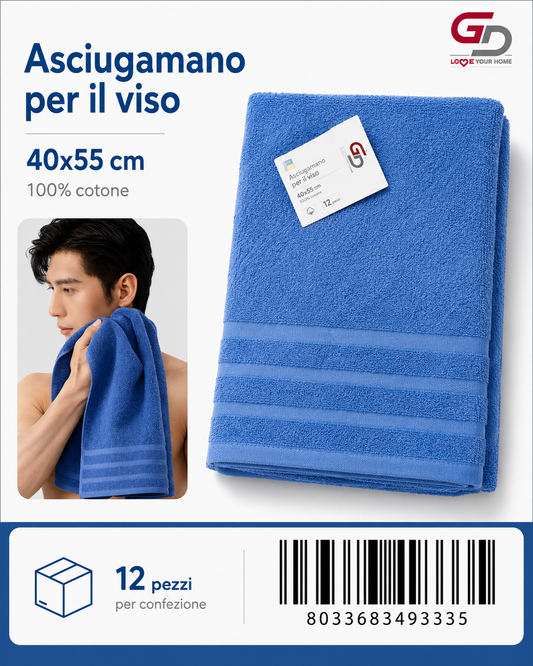 Guest Towels Medium Blue 40X55 16/S Ring 380