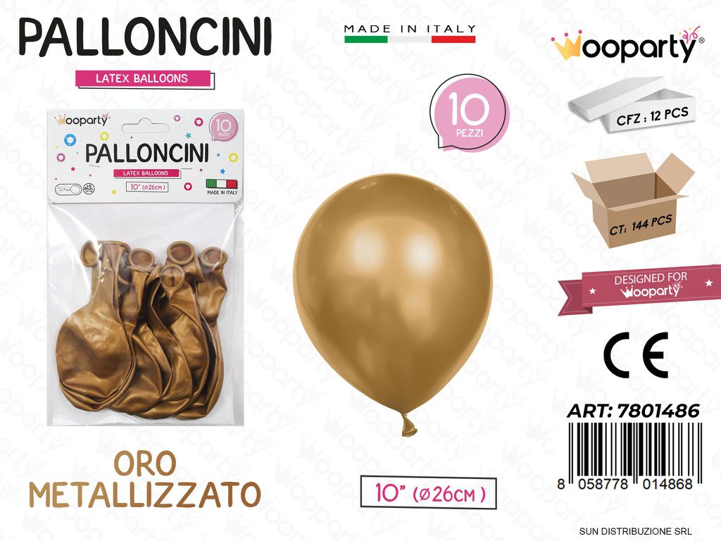 Palloncini Oro Metal 10 D.26CM 10PCS