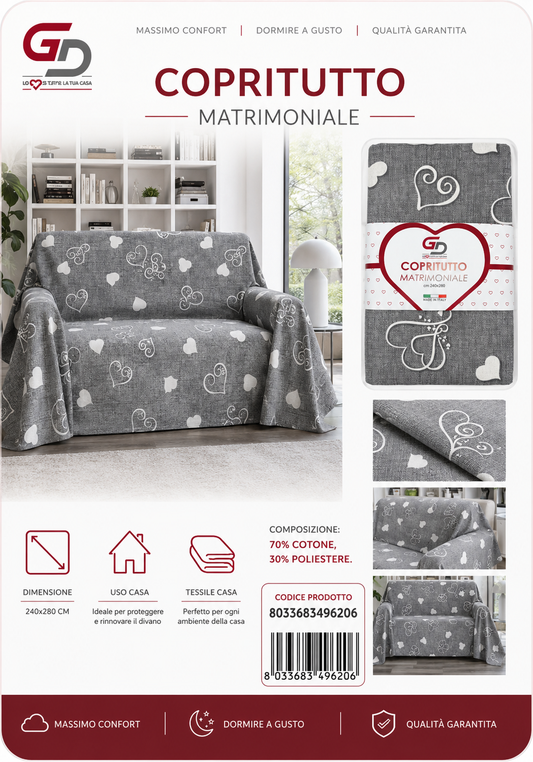 Copritutto 2P Stp Copritutto Foglia 25 Grigio 240 X 280 Cm Un Colore Per Box