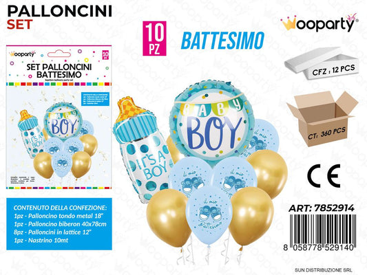 Set Palloncini Battesimo Cel. 10PCS Ass. / Pz da 12