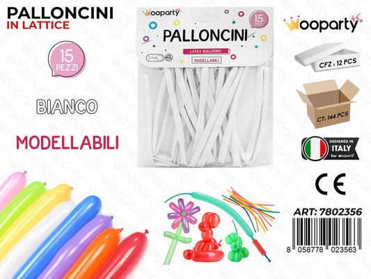 Palloncini Modellabili Bianco 15PCS