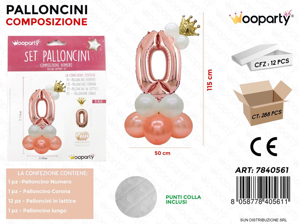 Set Palloncini Comp. Numero 0 50*115CM