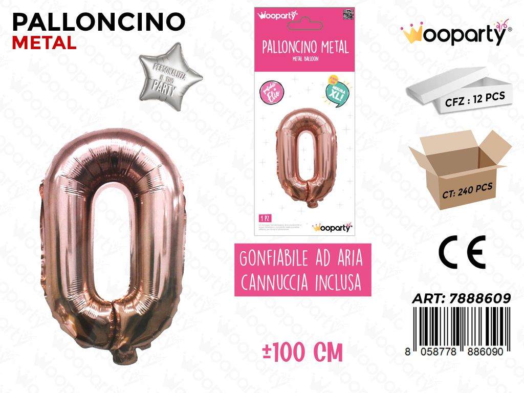 Palloncino Mylar 100CM-ORO Metal. NUM.0