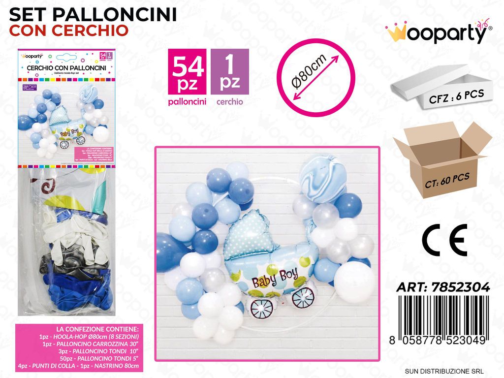 Cerchio con 54 Palloncini Ass. Baby Boy D.80CM