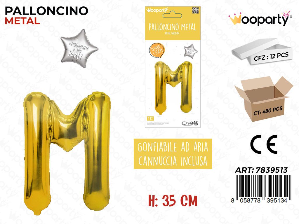 Palloncino Oro Metal Let. M 35CM