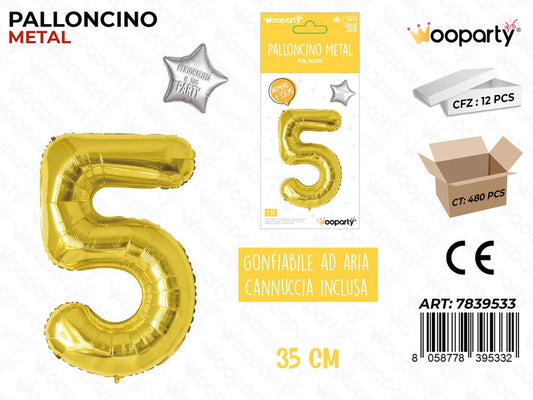 Palloncino Oro Metal 35CM N. 5