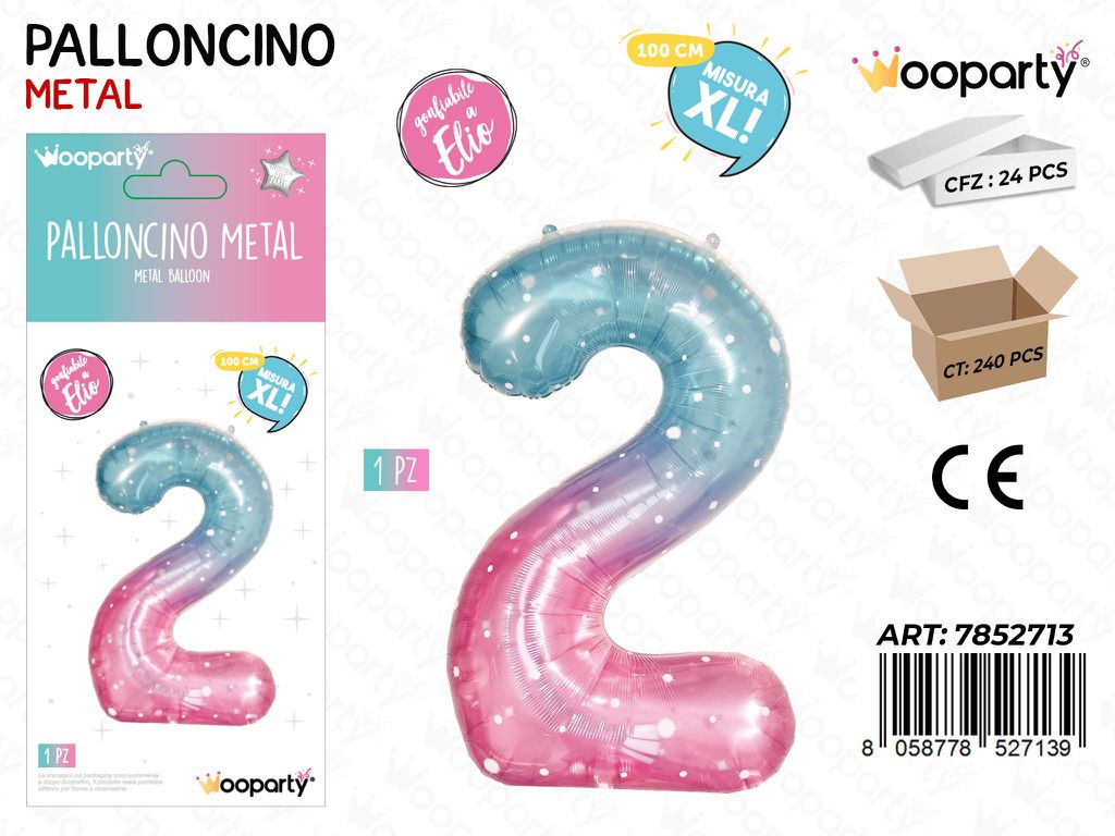 Wooparty Palloncino Metal Gradient N.2 100CM