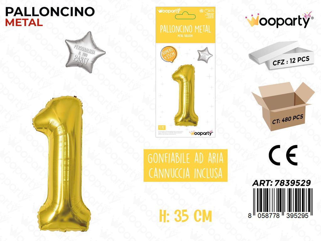 Palloncino Oro Metal 35CM N. 1