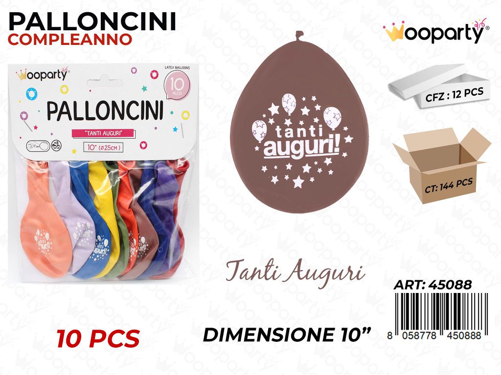 Palloncini T. Auguri Col. Ass. 10 10PCS