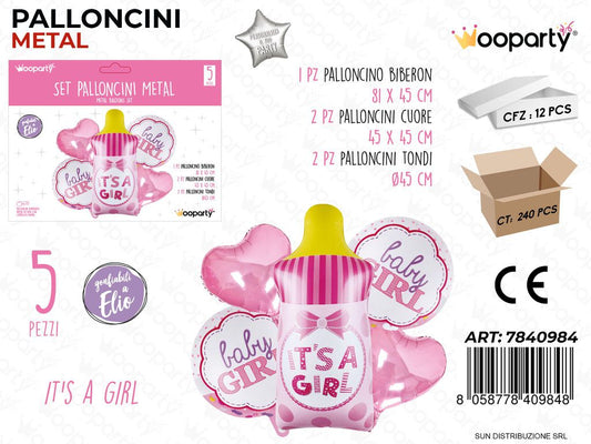 Set Palloncini Metal Its a Girl 5PCS
