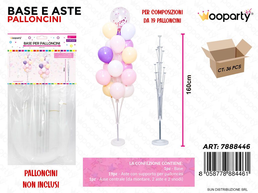 Base e Aste per Palloncini 160CM 19PCS