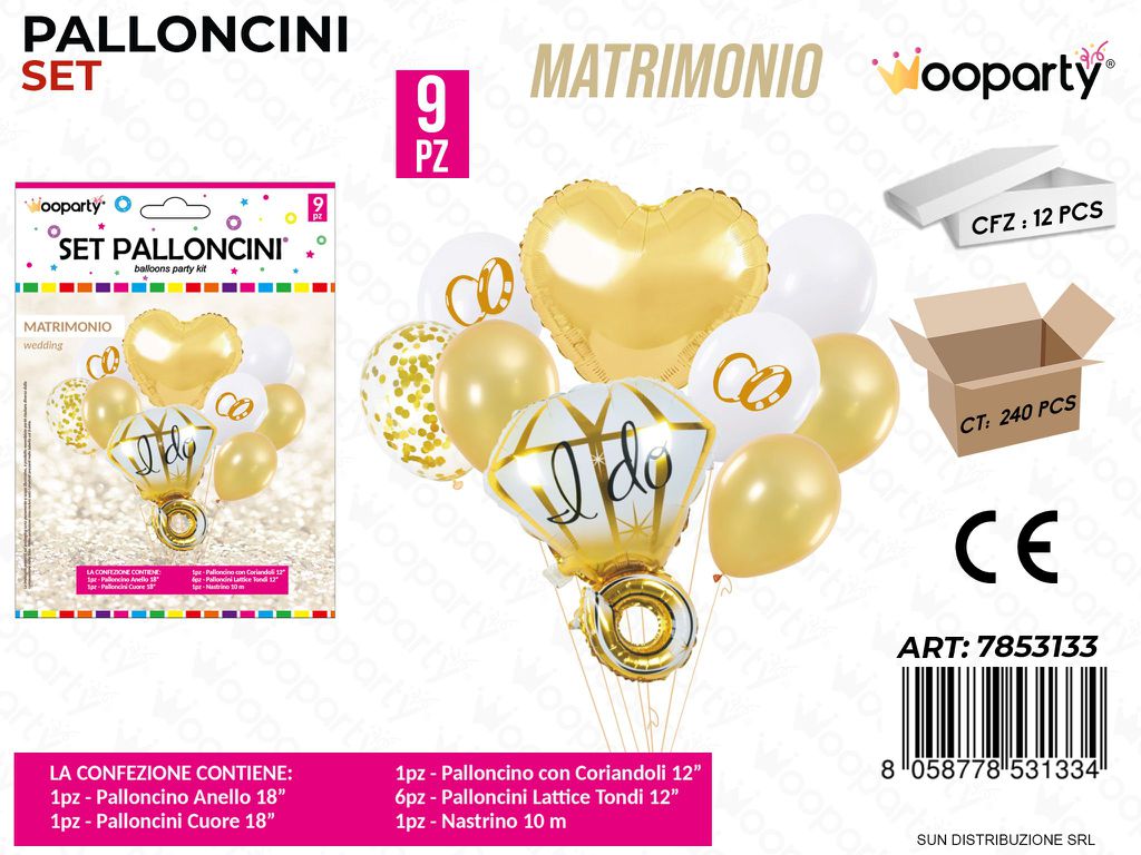 Set Palloncini Matrimonio 9PCS Ass.