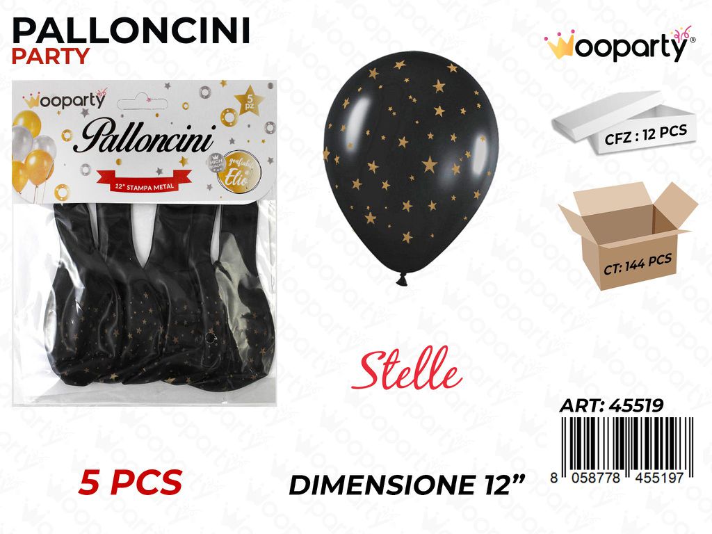 Palloncini Stelle Oro Metal 12 -5PCS