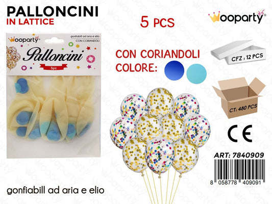 Palloncini c/ Coriandoli Blu Ass. 5PCS