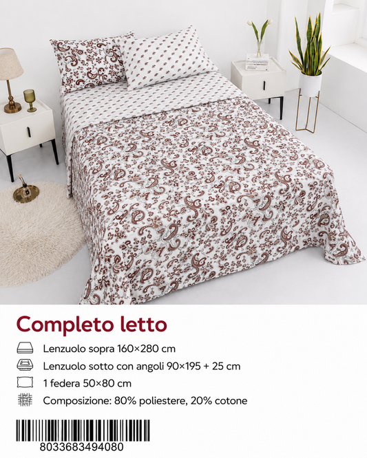 Set Di Lenzuola Singolo 160X280+90X200+50X80 Mz-379 Cw2-Ltm