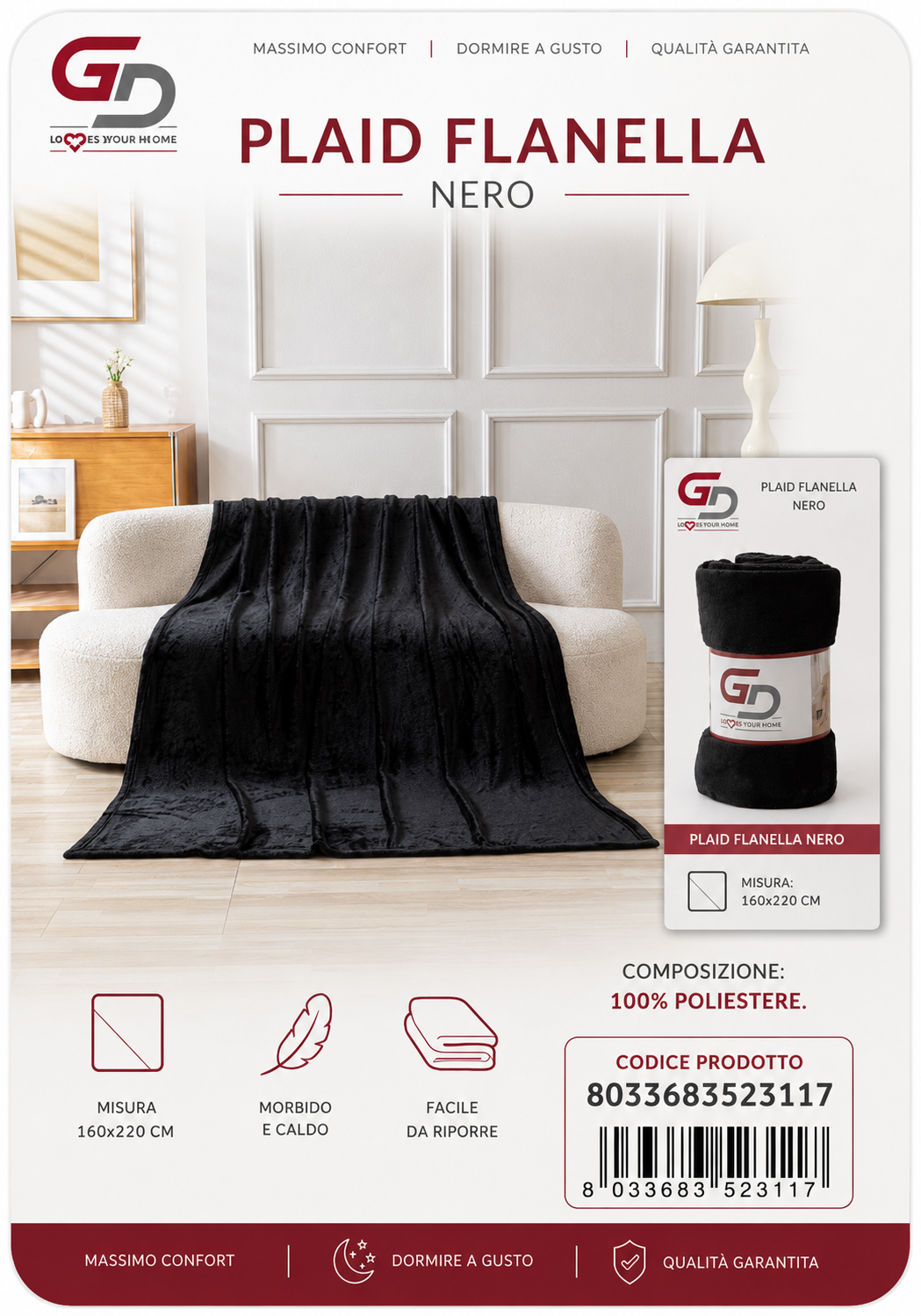 Plaid Coperta Singola 160*220Cm