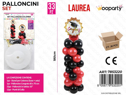 Set Palloncini Colonna Laurea 33PCS 180CM/ Pz da 6