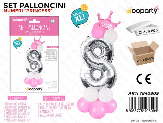 Set Palloncini N.8 Princess 15PCS ASS.125CM