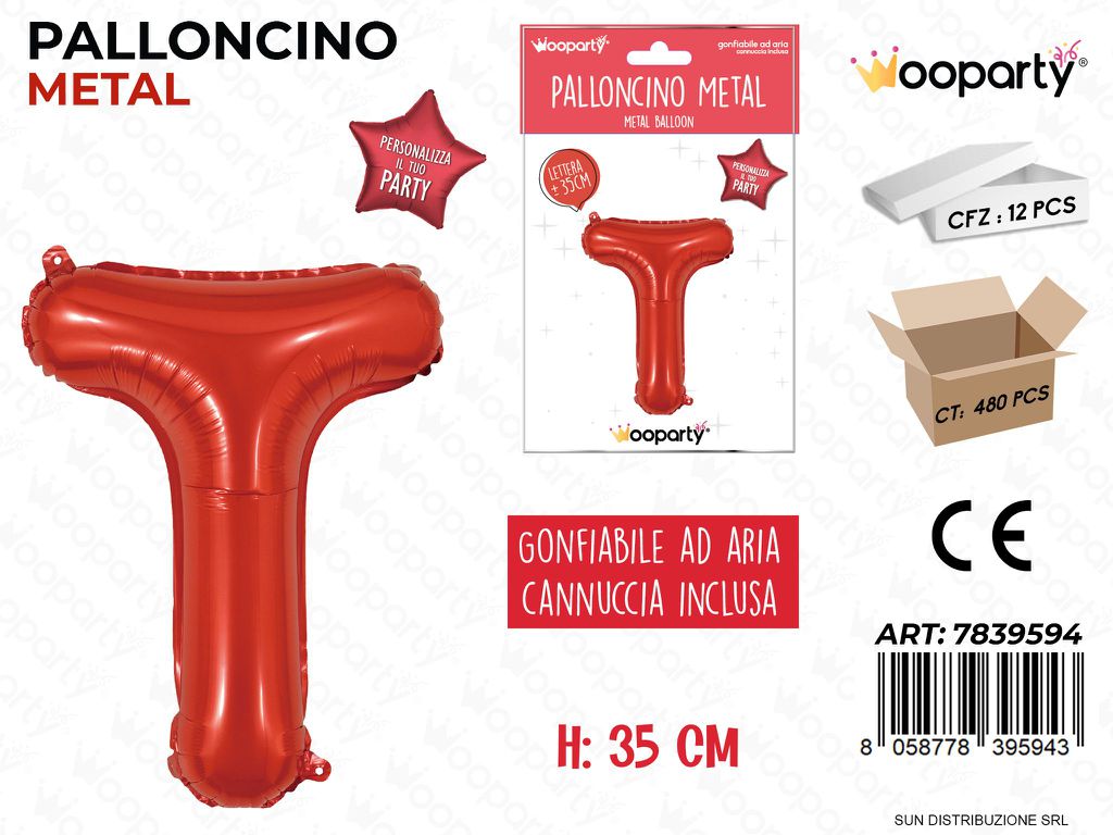 Palloncino Rosso Metal 35CM L. T